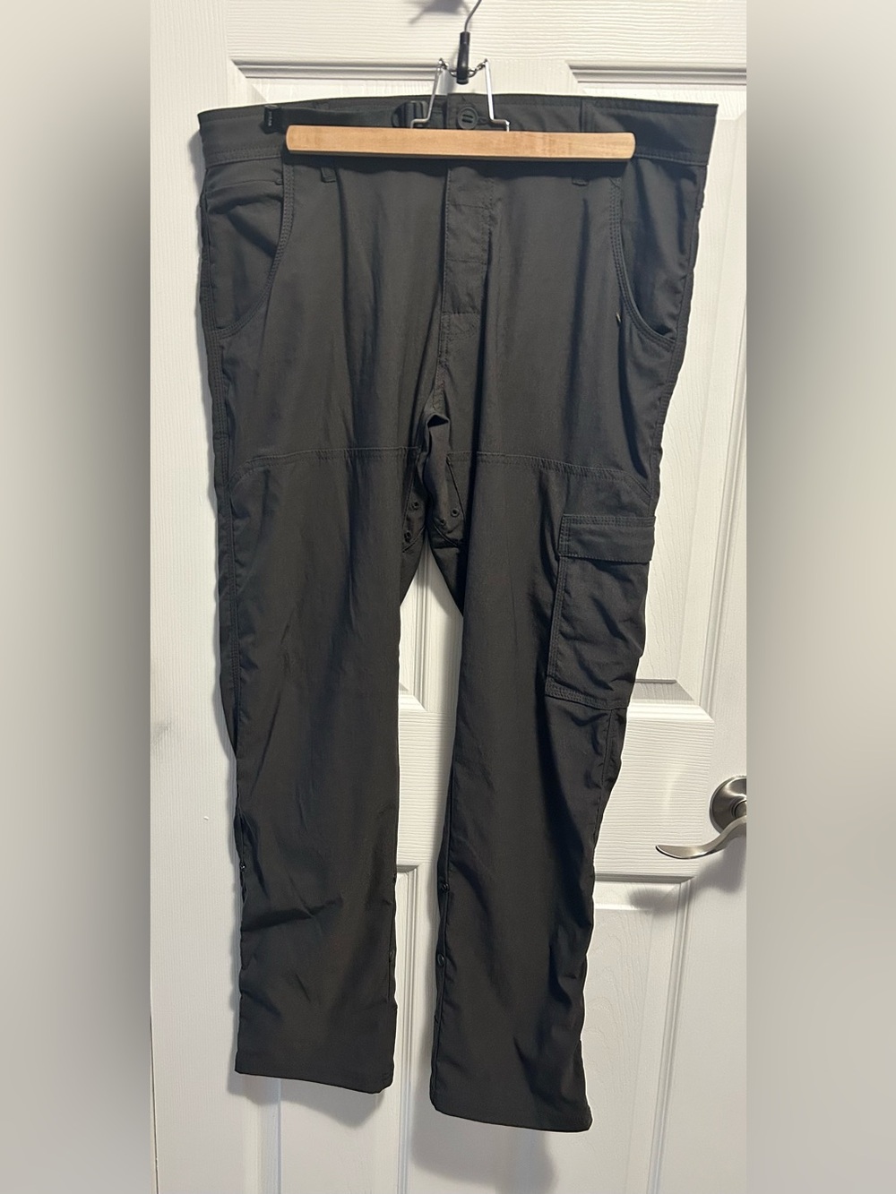 Prana Slim Fit Charcoal Gray Utility Pants with Adjustable Waist Buckle